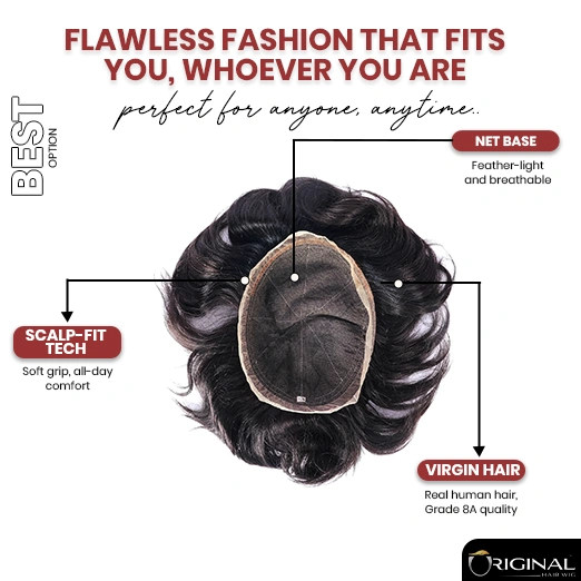 "Full Lace Hair Patch for Men Natural Human Hair Replacement System | Original Hair Wig"